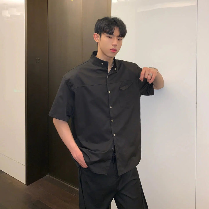 Button-down Shirt with Padded Shoulders