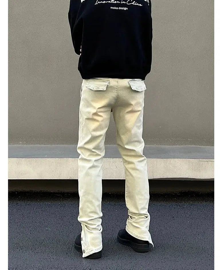 Button-up Yellow Mud-dyed Jeans