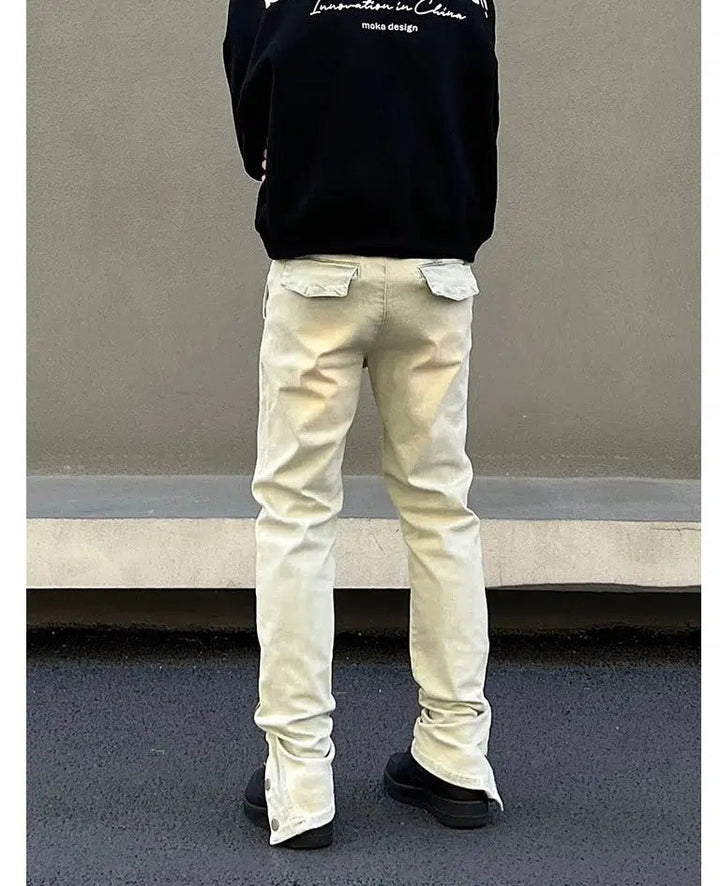 Button-up Yellow Mud-dyed Jeans