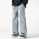 Buttoned Drawstring Straight-leg Jeans
