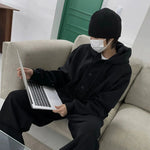 Buttoned Hooded Sweatshirt Jacket & Pants