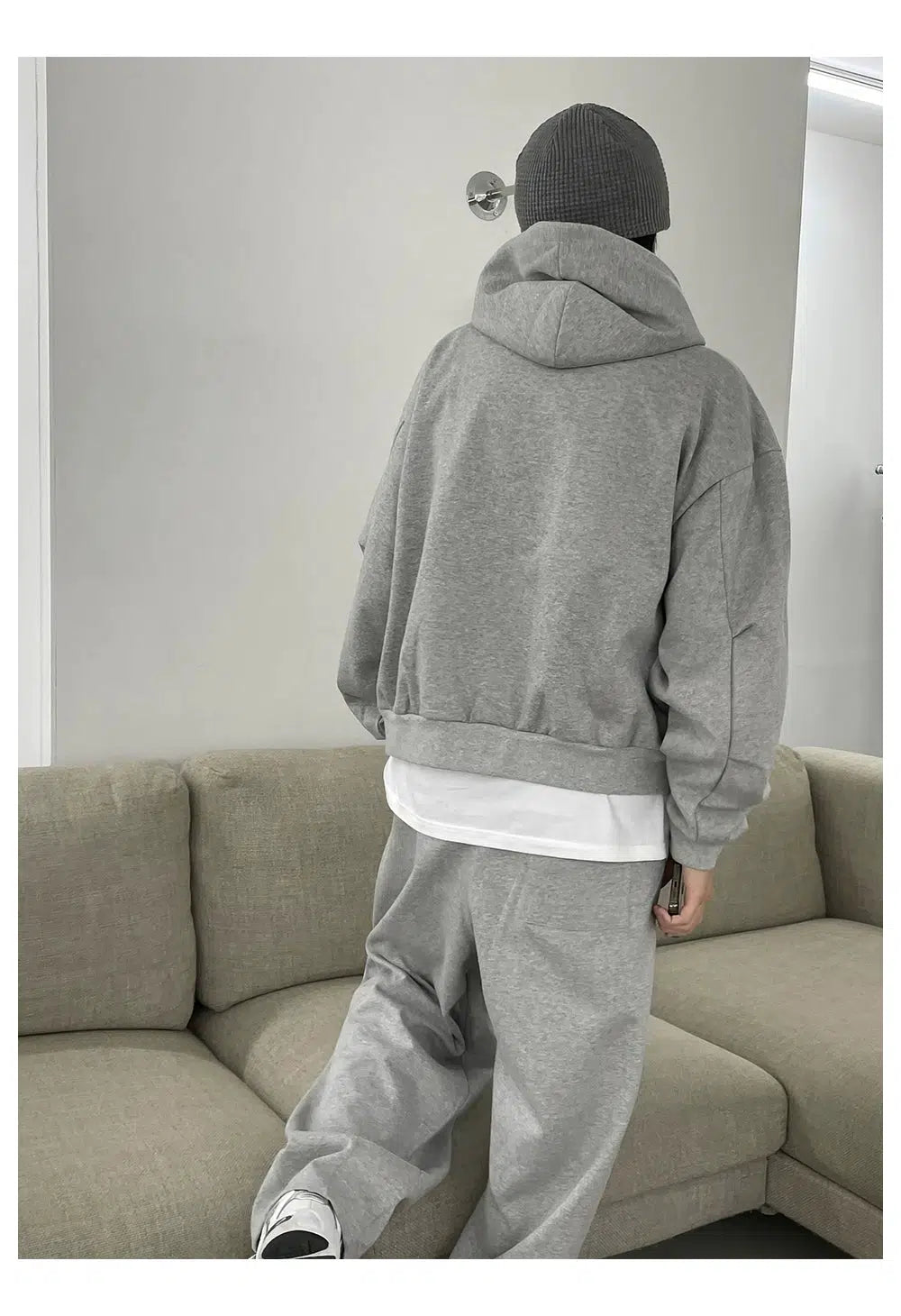 Buttoned Hooded Sweatshirt Jacket & Pants