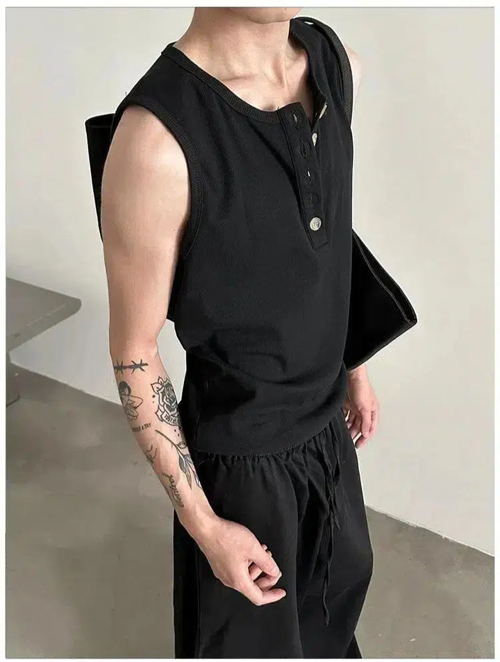 Buttoned Sleeveless Vest