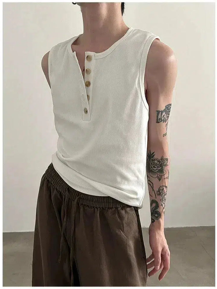 Buttoned Sleeveless Vest