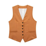 Buttons Vest and Shorts Fashion Suit