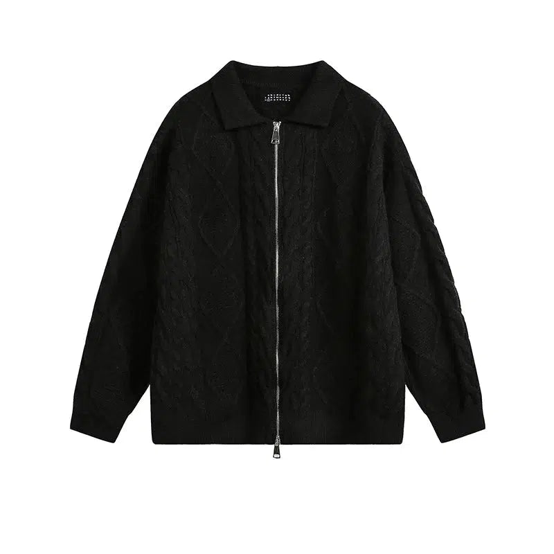 Cable Knit Full-Zip Cardigan Jacket