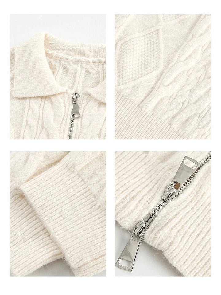 Cable Knit Full-Zip Cardigan Jacket