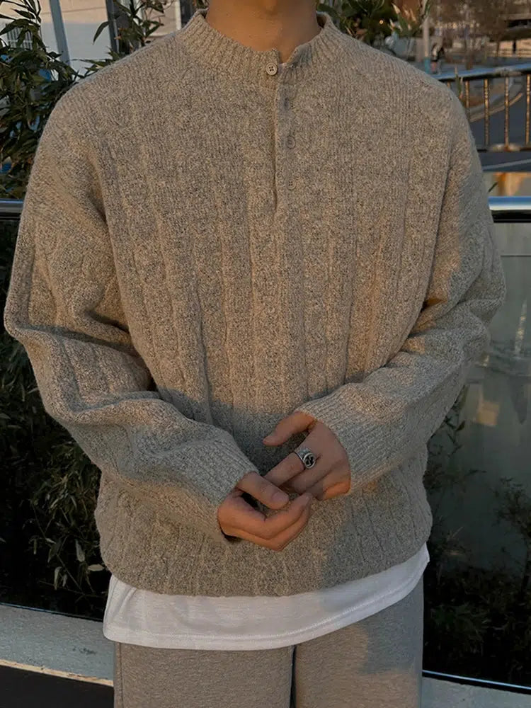 Cable Knit Mock Neck Sweater