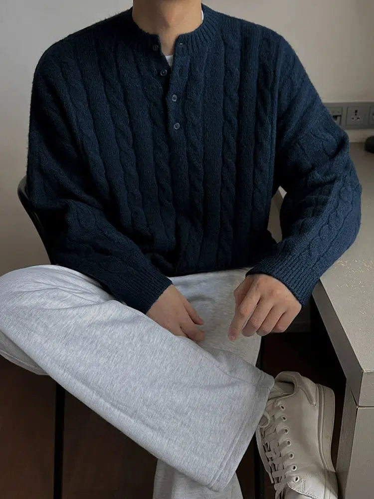 Cable Knit Mock Neck Sweater