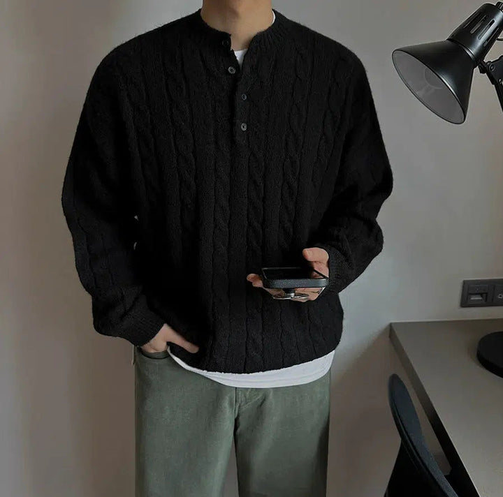 Cable Knit Mock Neck Sweater