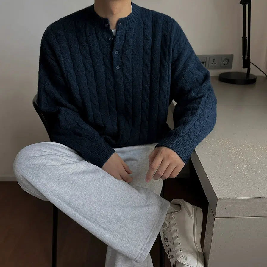 Cable Knit Mock Neck Sweater