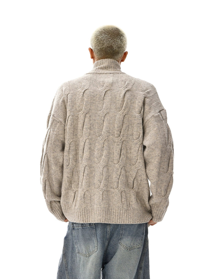Cable Knit Zip-Up Sweater