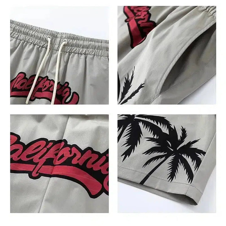 California Palm Tree Print Casual Shorts