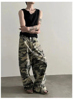 Camo Print Washed Jeans