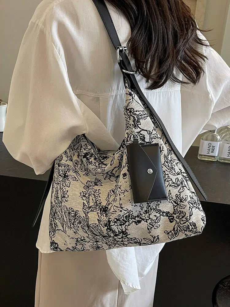 Canvas Floral Pattern Shoulder Bag