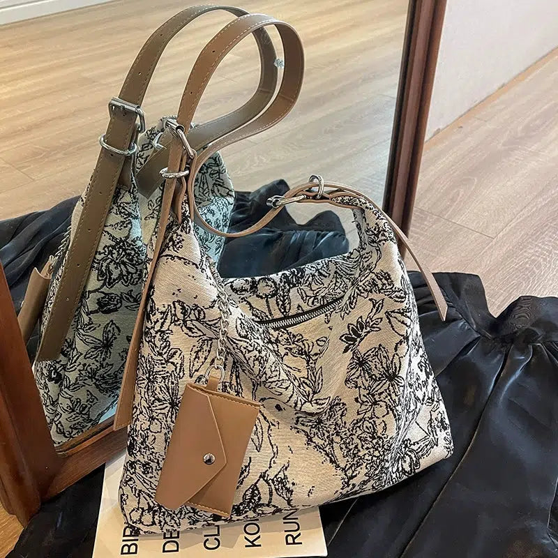 Canvas Floral Pattern Shoulder Bag