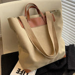 Canvas Leather-Trim Bucket Bag