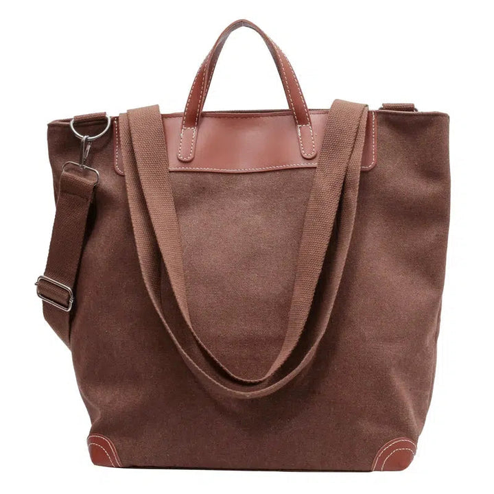 Canvas Leather-Trim Bucket Bag
