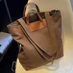 Canvas Leather-Trim Bucket Bag