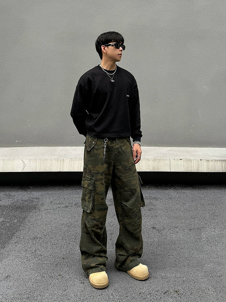 Cargo Pleated Camo Pockets Pants
