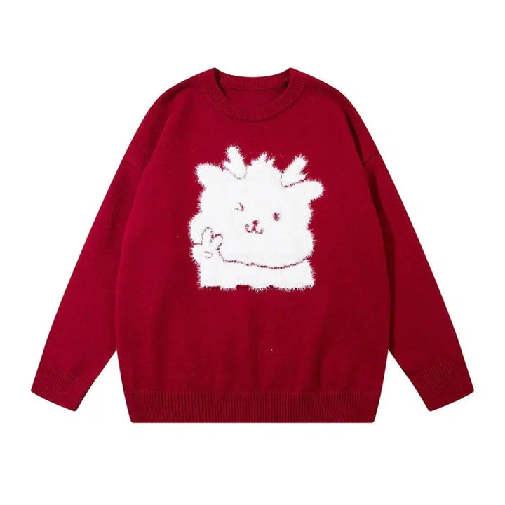 Cartoon Plush Bunny Sweater