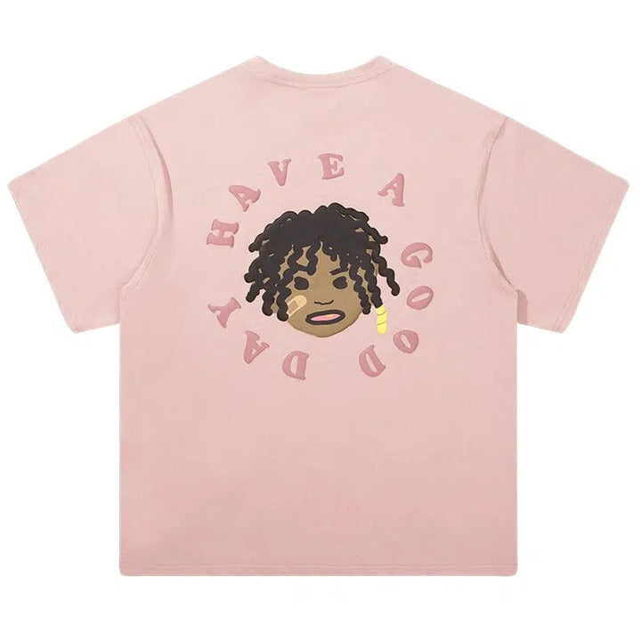 Cartoon Portrait Print T-shirt