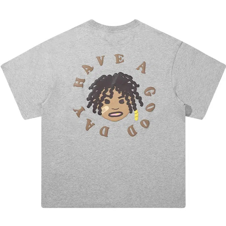 Cartoon Portrait Print T-shirt