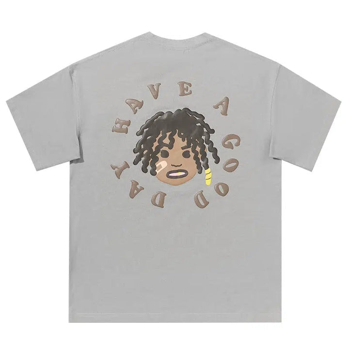 Cartoon Portrait Print T-shirt