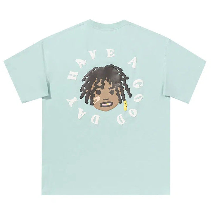 Cartoon Portrait Print T-shirt