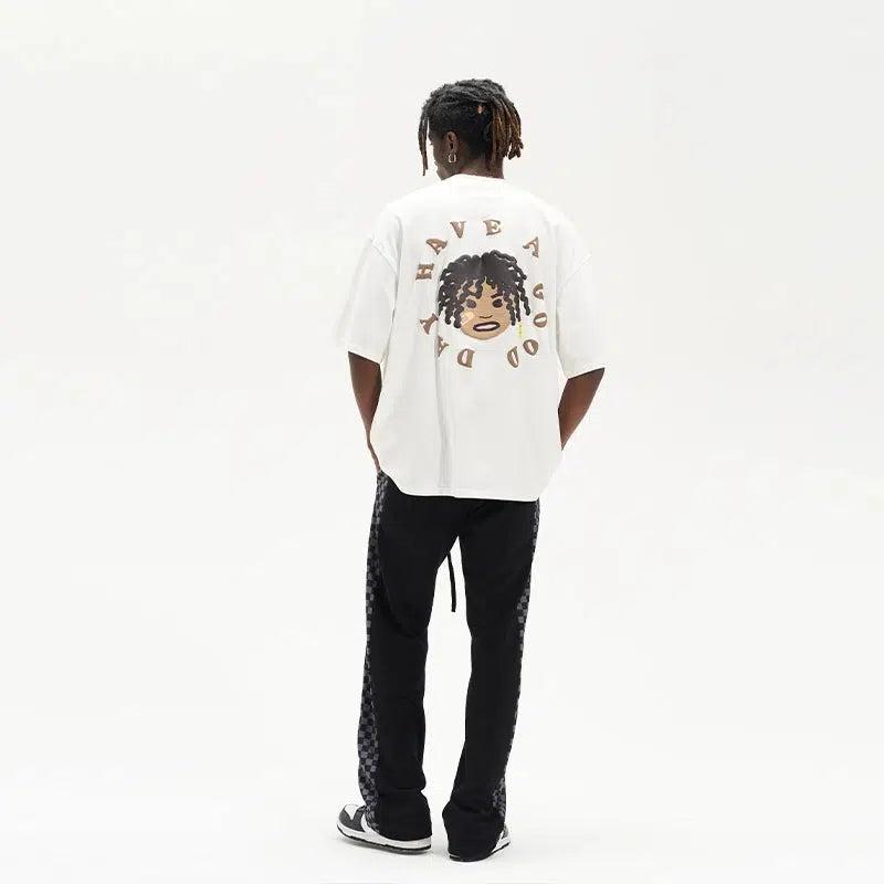 Cartoon Portrait Print T-shirt