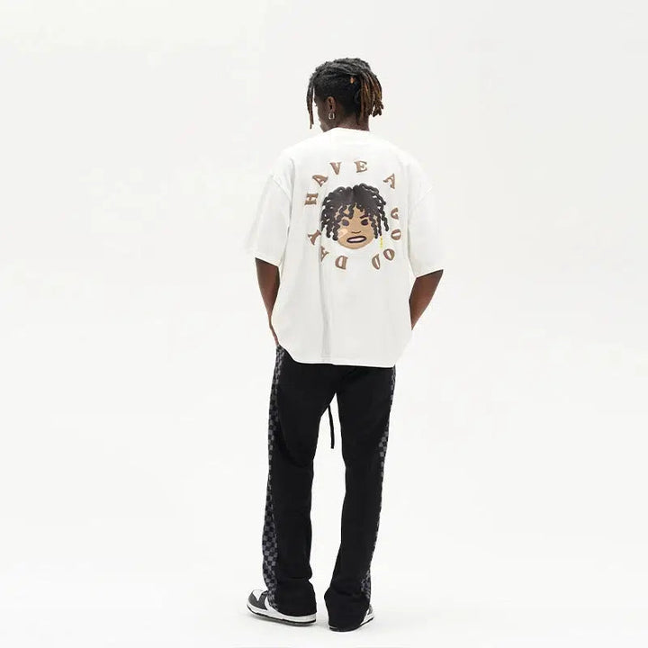 Cartoon Portrait Print T-shirt