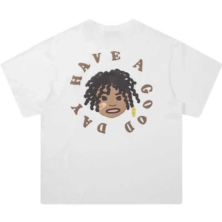 Cartoon Portrait Print T-shirt