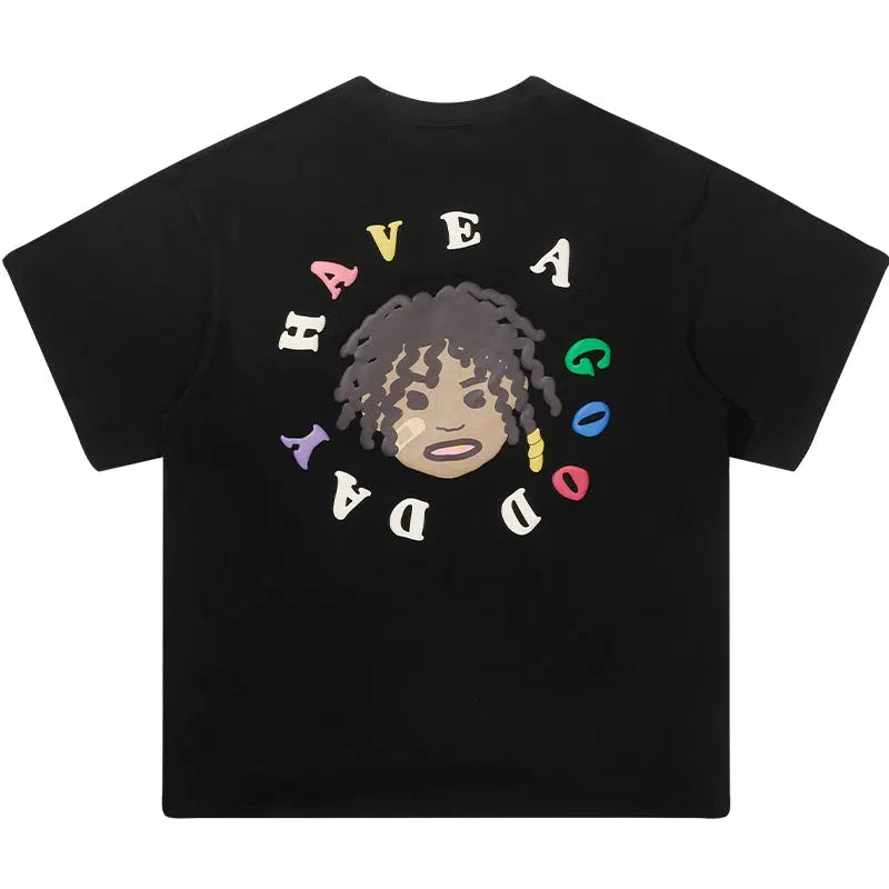Cartoon Portrait Print T-shirt