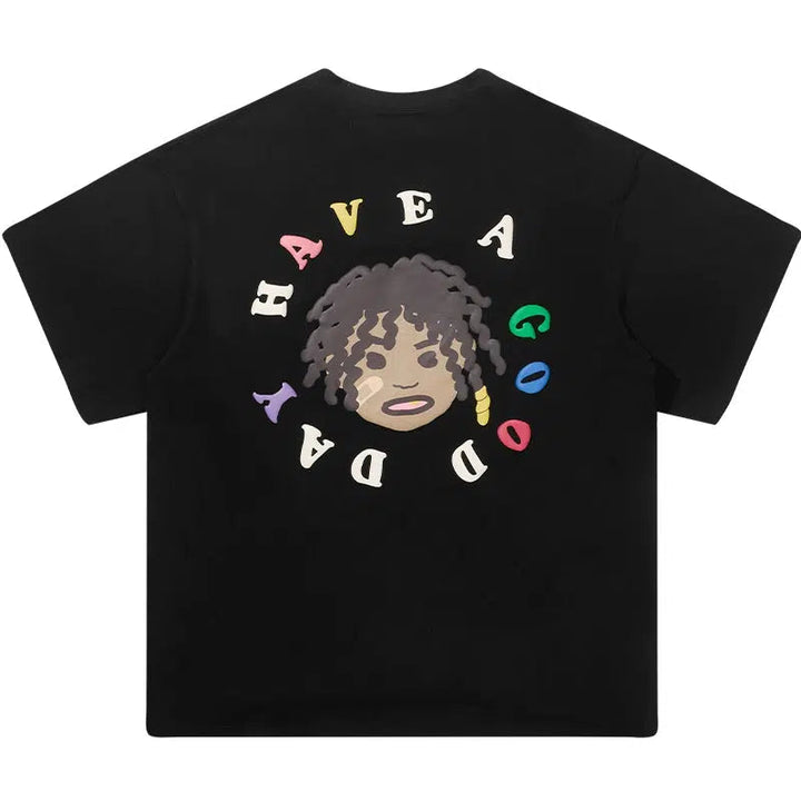 Cartoon Portrait Print T-shirt
