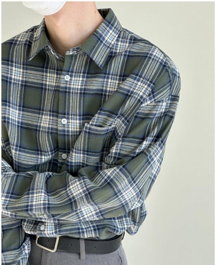 Casual Basic Plaid Long-Sleeved Shirt