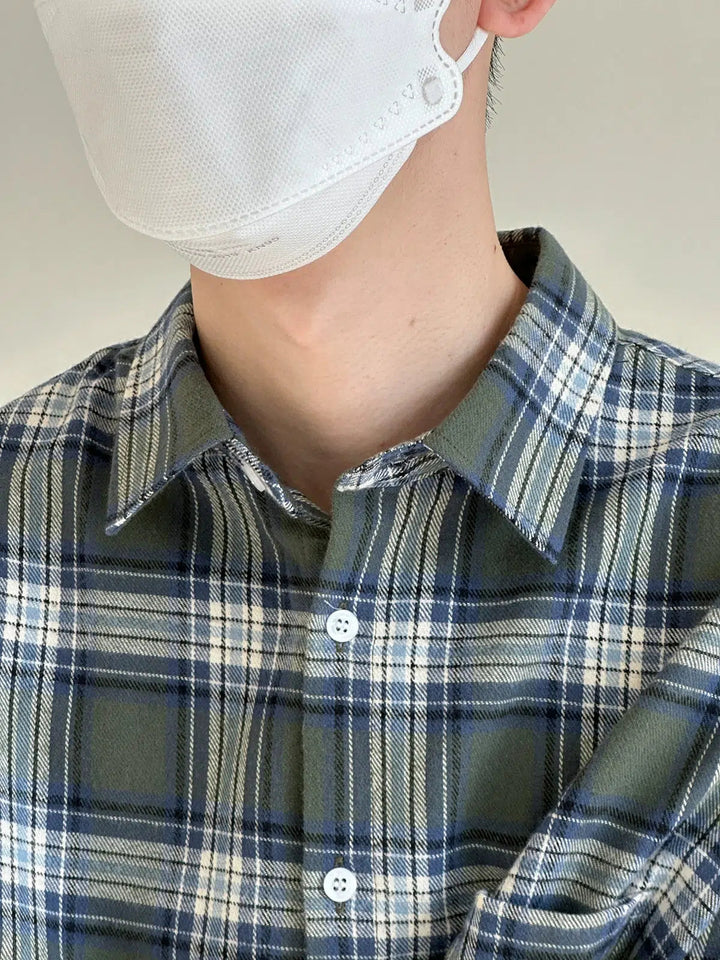 Casual Basic Plaid Long-Sleeved Shirt