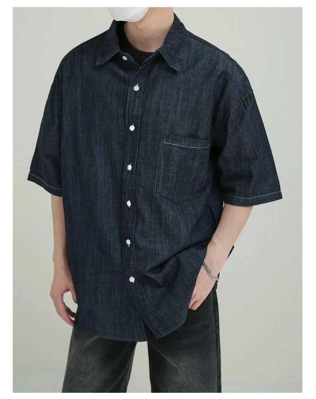 Casual Button-Up Denim Shirt