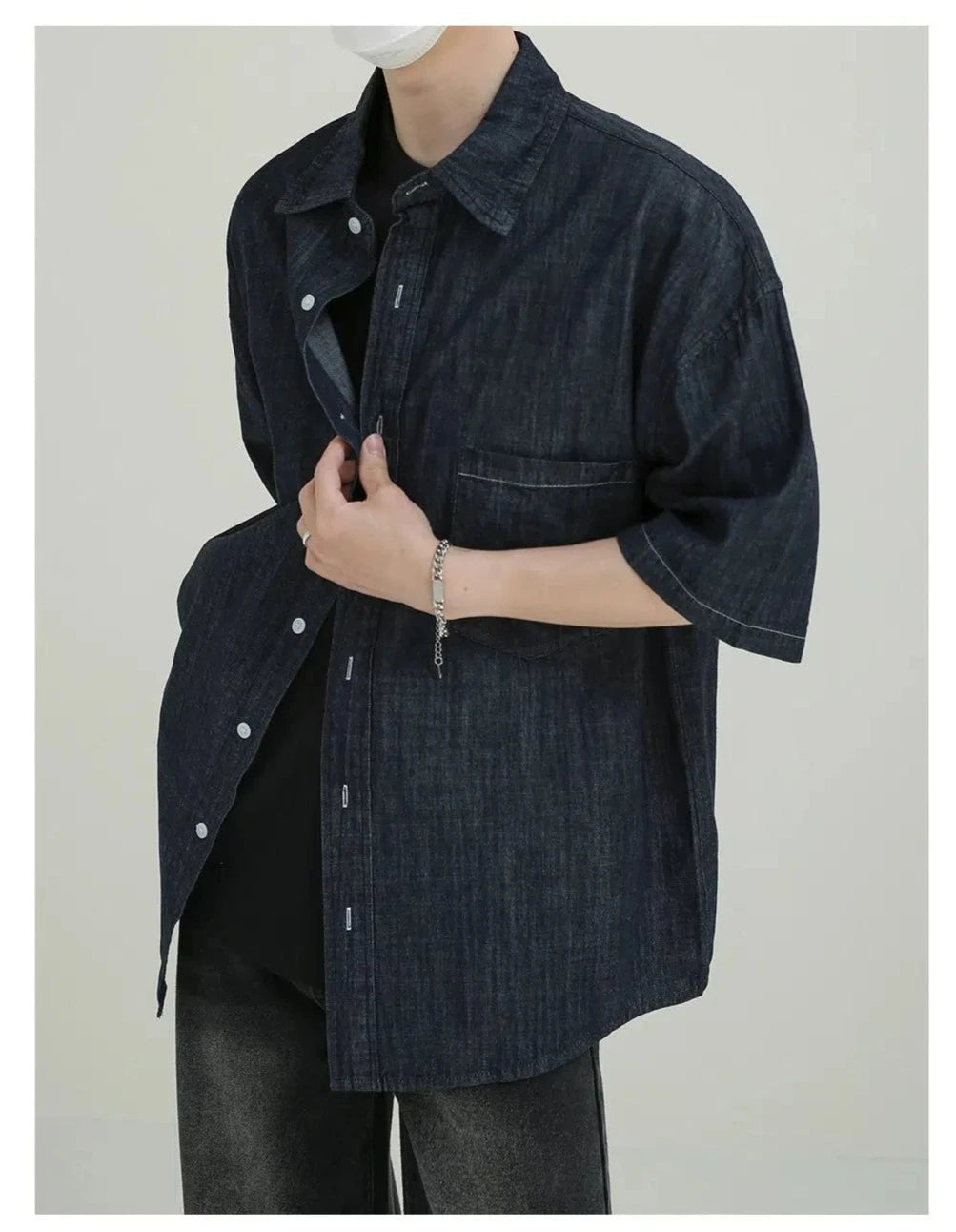 Casual Button-Up Denim Shirt