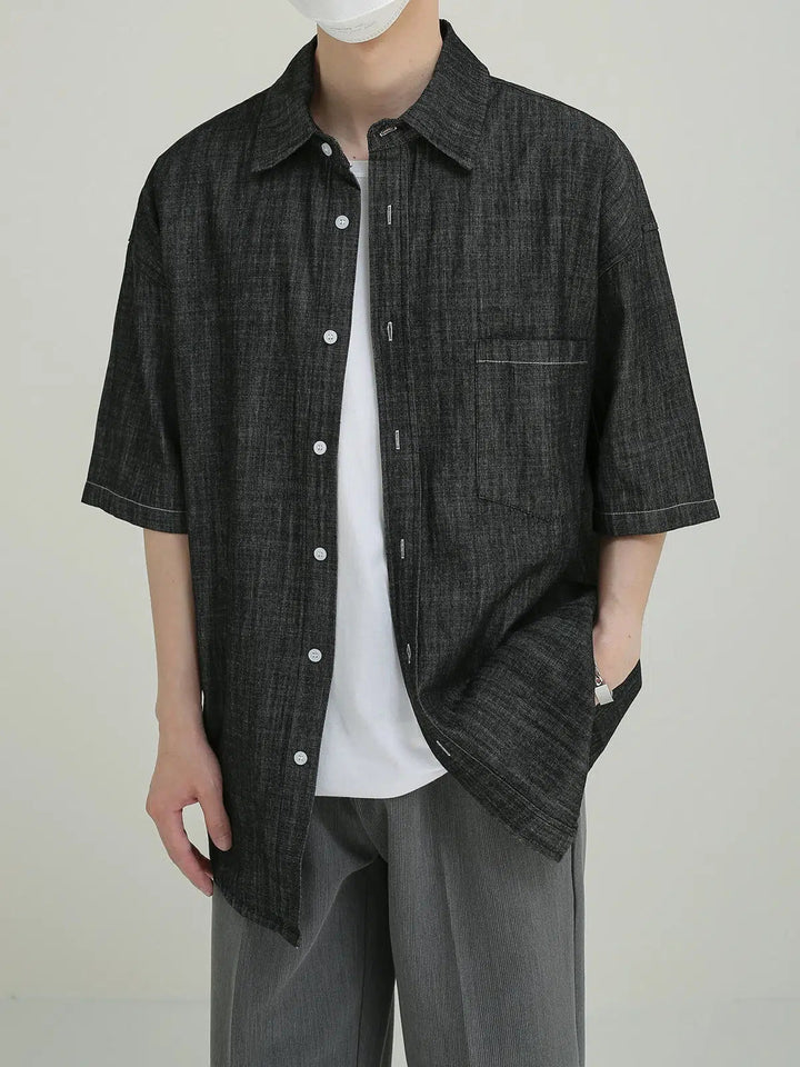 Casual Button-Up Denim Shirt