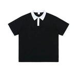 Casual Contrast-Collar Polo Shirt