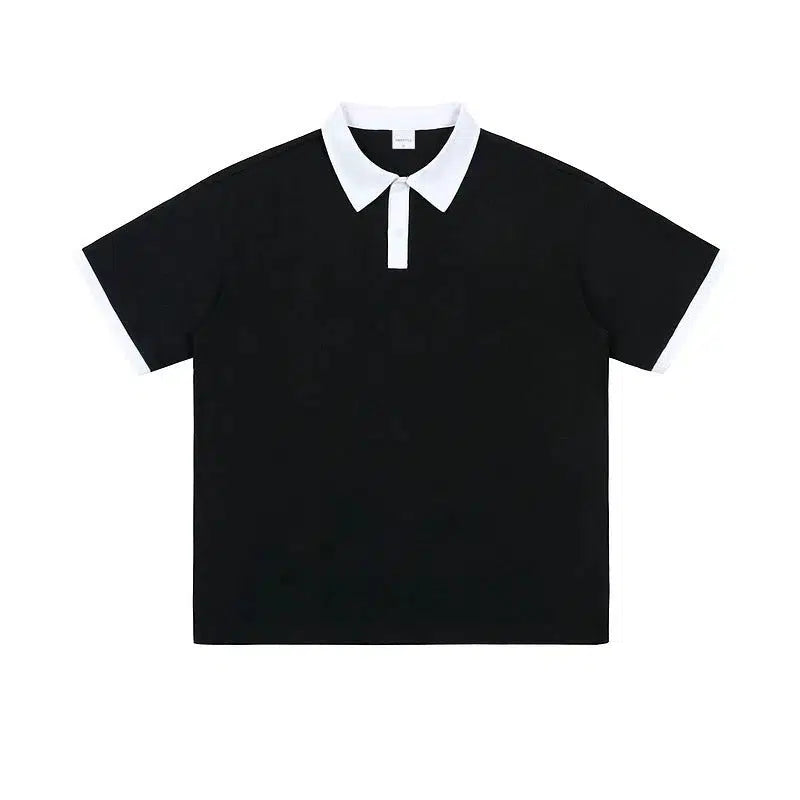 Casual Contrast-Collar Polo Shirt
