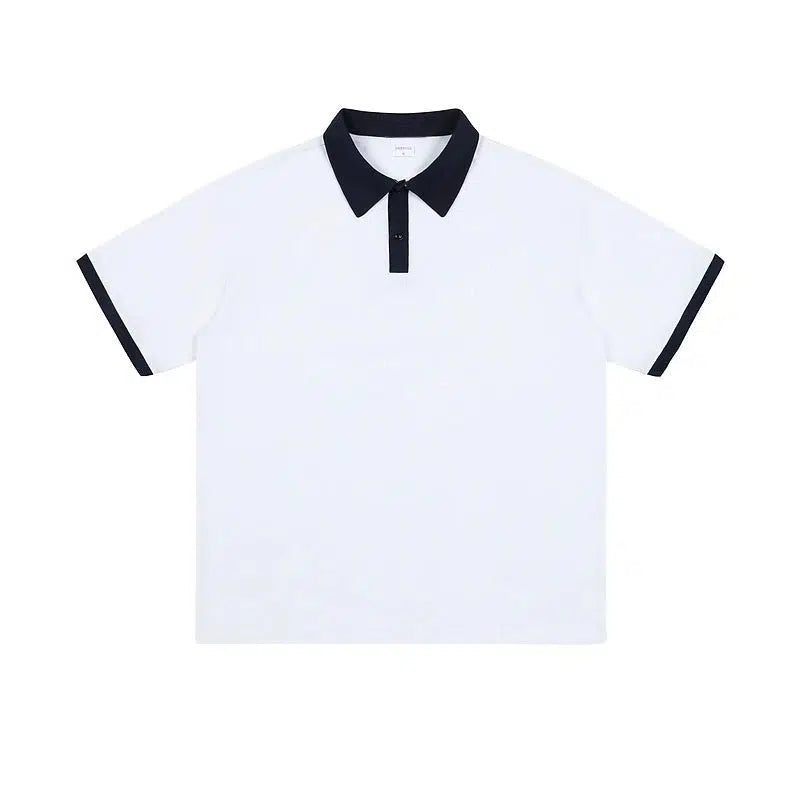 Casual Contrast-Collar Polo Shirt