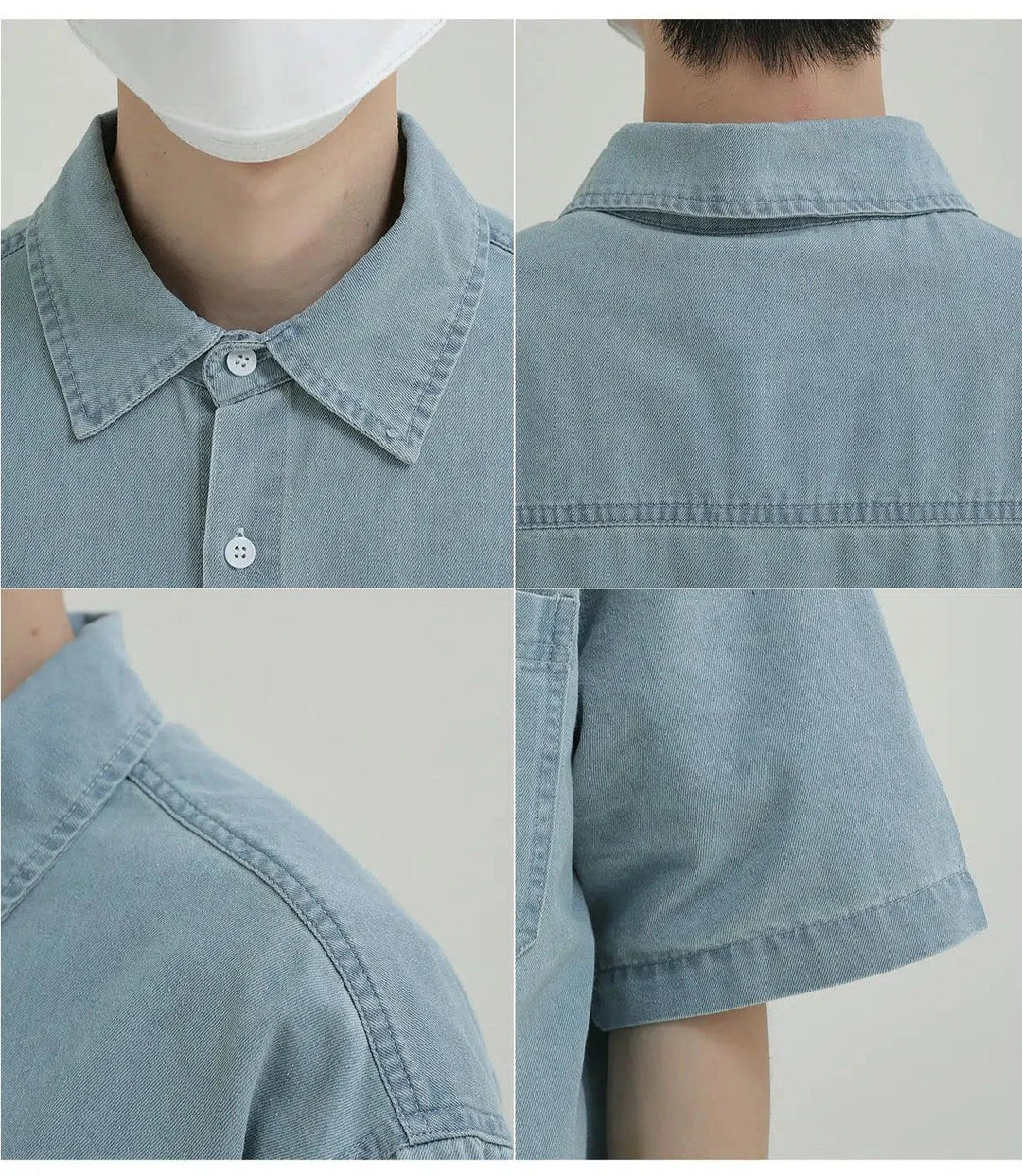 Casual Denim Button-down Shirt with Pockets