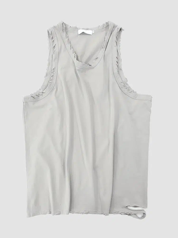 Casual Distressed Longline Vest