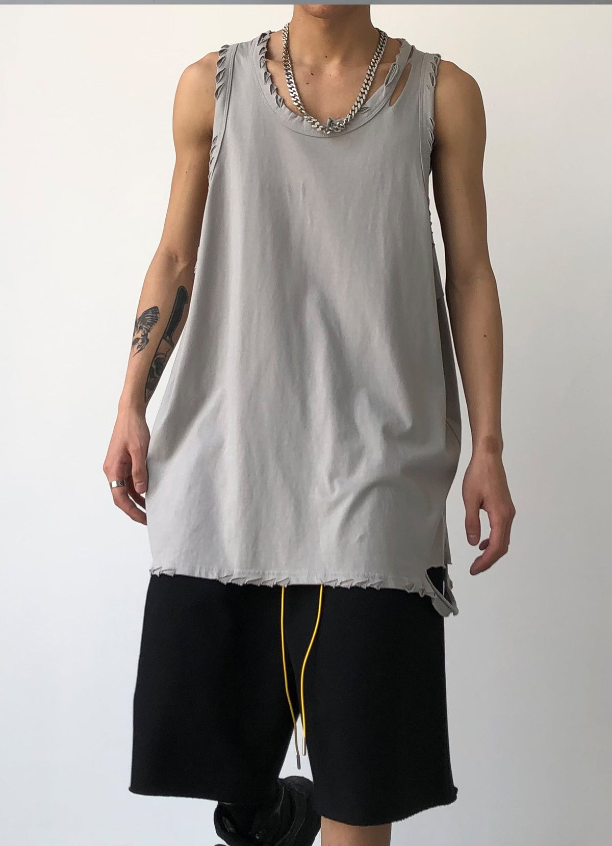 Casual Distressed Longline Vest