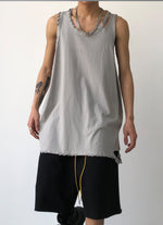 Casual Distressed Longline Vest