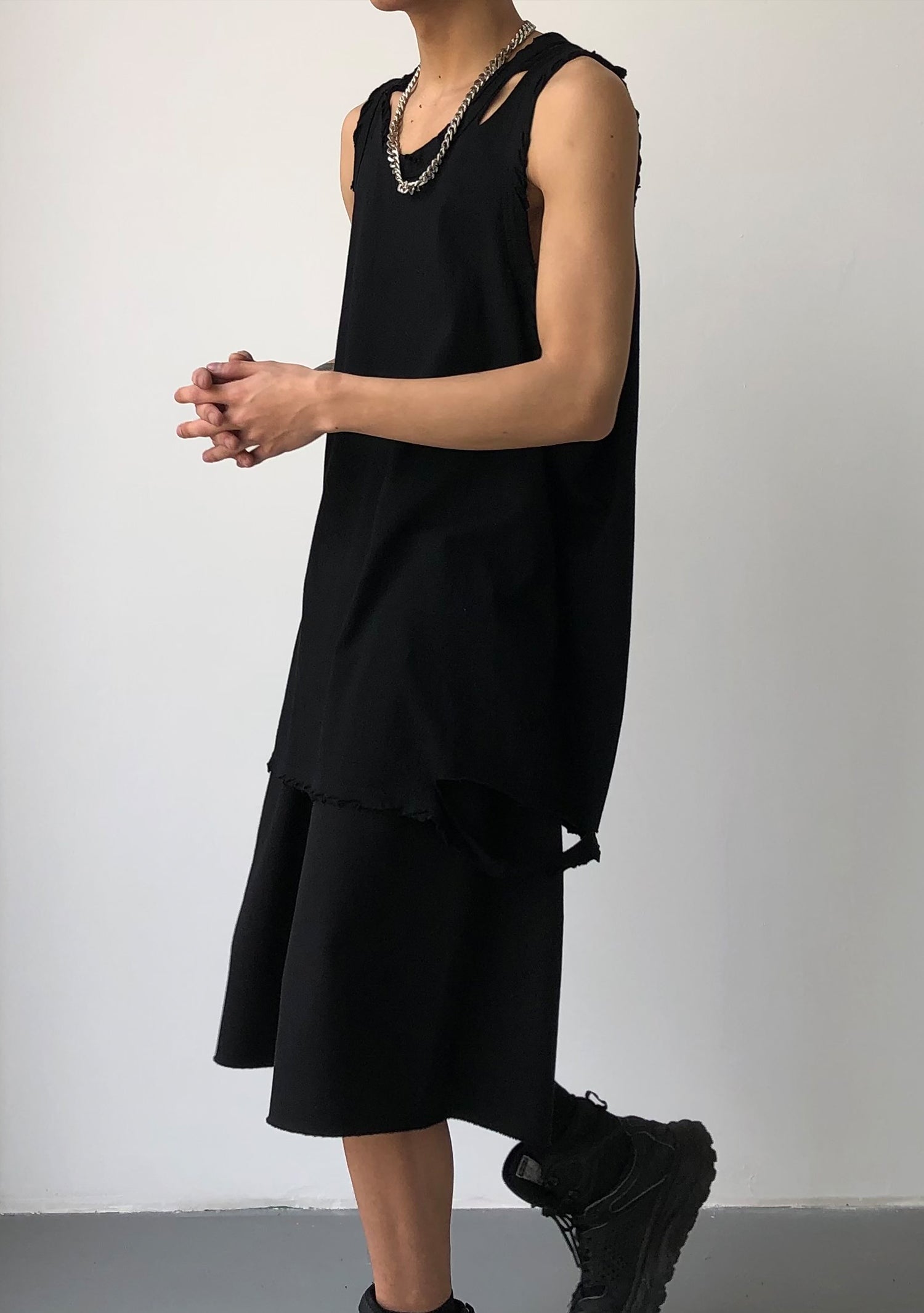 Casual Distressed Longline Vest