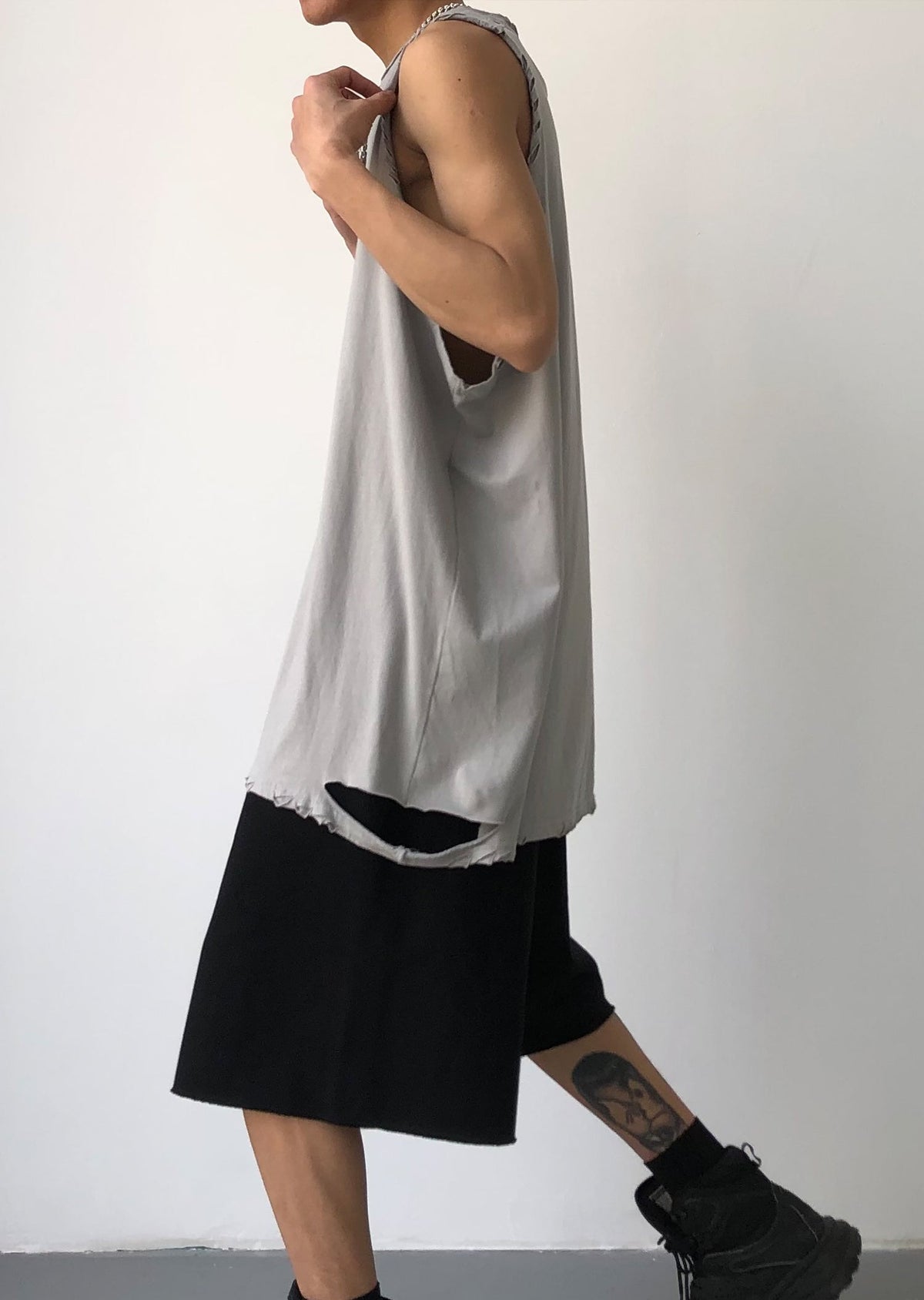 Casual Distressed Longline Vest