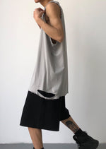 Casual Distressed Longline Vest