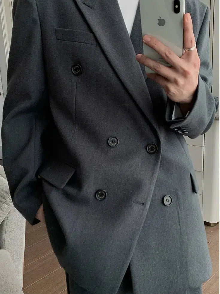 Casual Double-Breasted Suit
